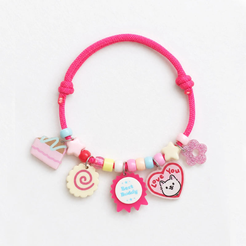 Sweet Pink Pet Charm Necklace with Best Buddy and dessert charms